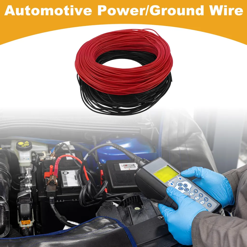 Câble Audio 22AWG Universel 200Ft Noir et Rouge pour Autoradio Voiture