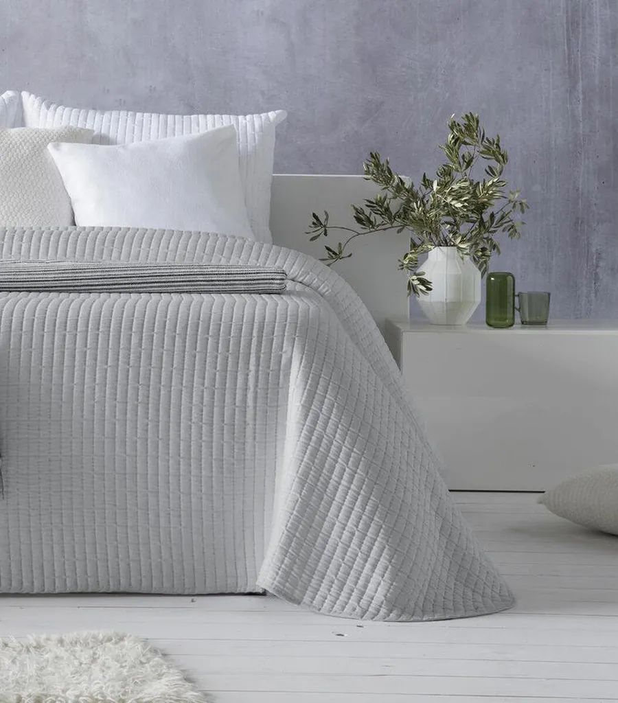 Couette Hosteline AGNES Gris Perle pour Matelas Simple 140x200cm