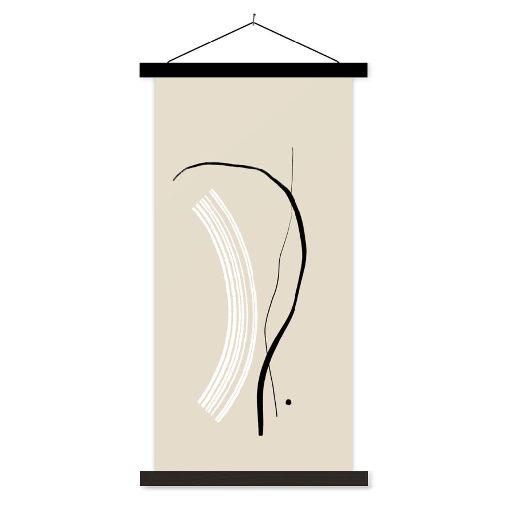 MuchoWow Textilposter Linie - Pastell - Abstrakt 60x120 cm mit schwarzem Rahmen - Magnete