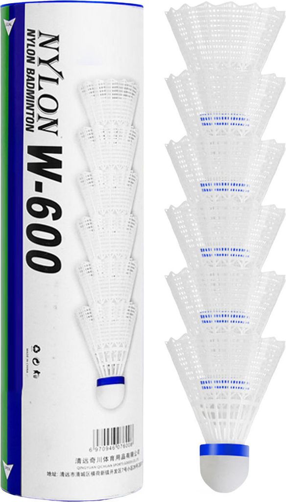 6er-Pack Badminton-Federbälle aus Nylon, Birdies, Federbälle aus Nylon mit Federn, Badmintonbälle für Sporttraining im Innen- und Außenbereich