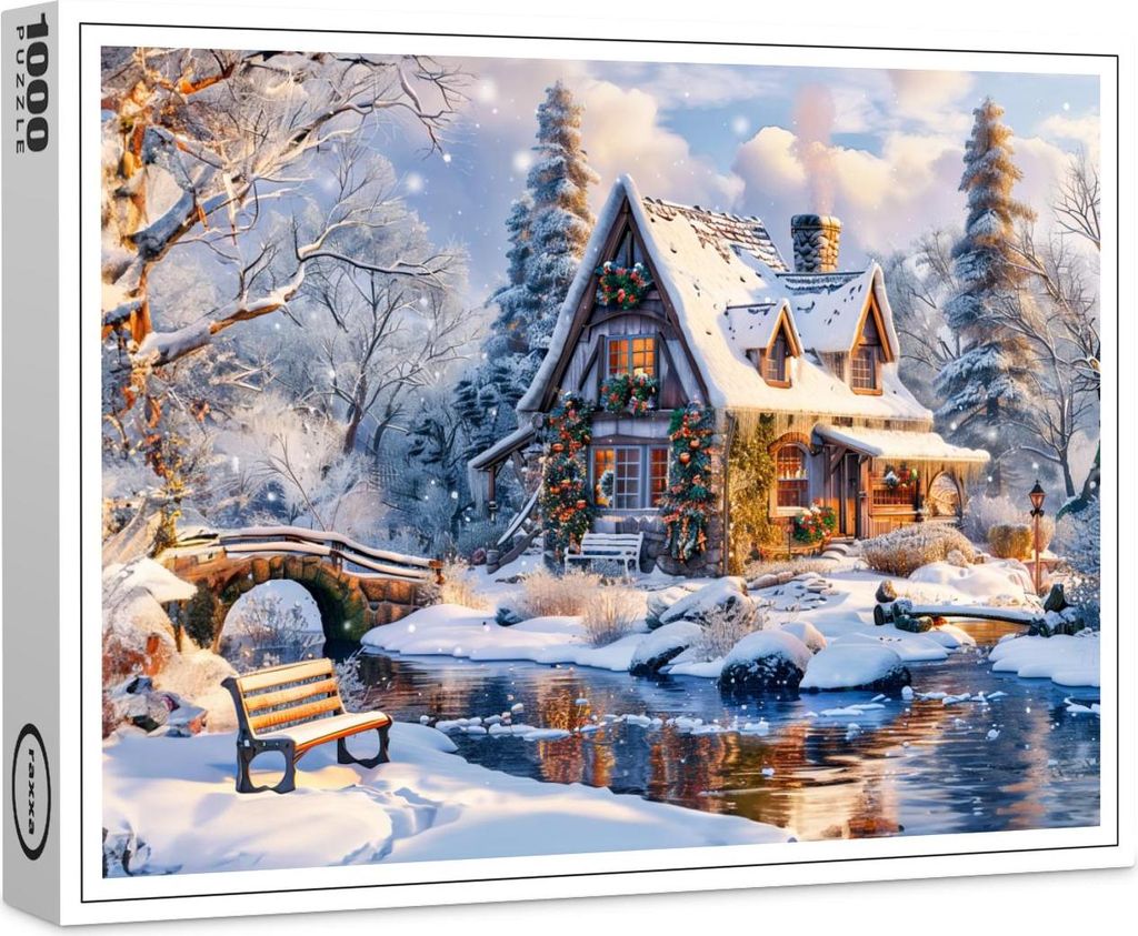 raxxa Premium-Puzzle "Christmas Cottage by Snowy River", 1000 Teile