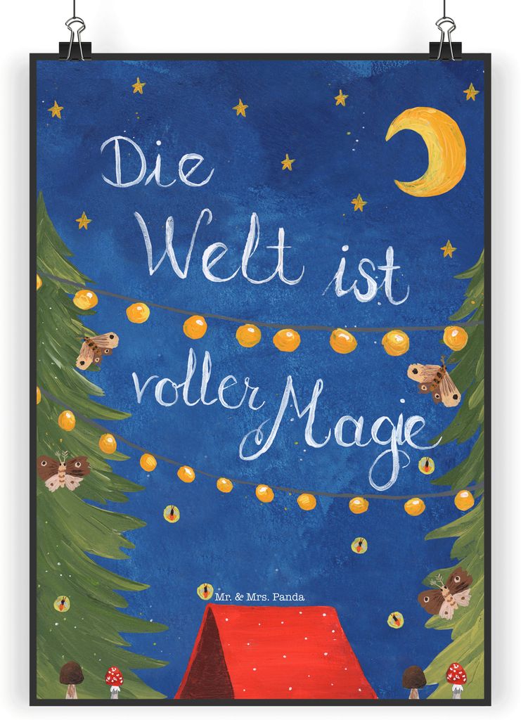 Mr. & Mrs. Panda Bild Die Welt ist voller Magie DIN A5 - Geschenk, Plakat, Dekoration, Wandbild, drucke, wanddeko, Kunstdruck