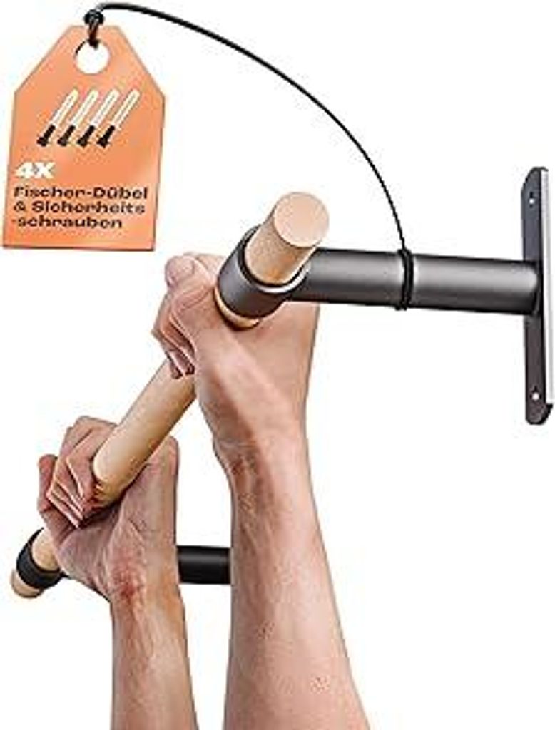 Klimmzugstange Wand - Platzsparende Pull Up Bar aus Holz zur festen Wandmontage - stilvolles Design und hohe Bewegungsfreiheit - Calisthenics Equip...