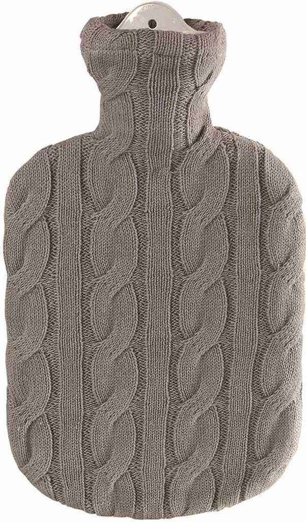 Bouillotte Eau Chaude 2 Litres avec Housse en Coton Gris pour un Hiver Doux