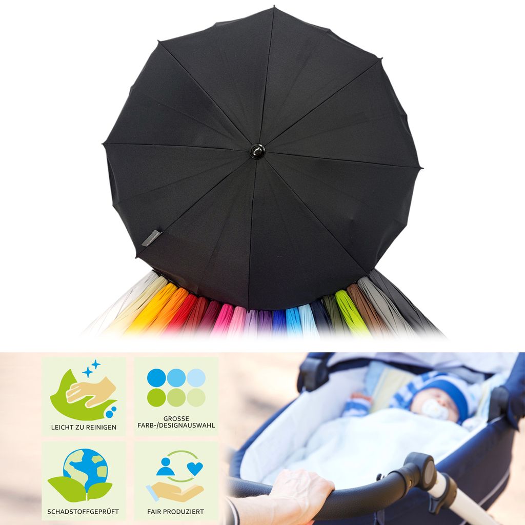 BABYLUX Sonnenschirm Schirm für Kinderwagen Kinderwagenschirm Sonnenschutz EULE 