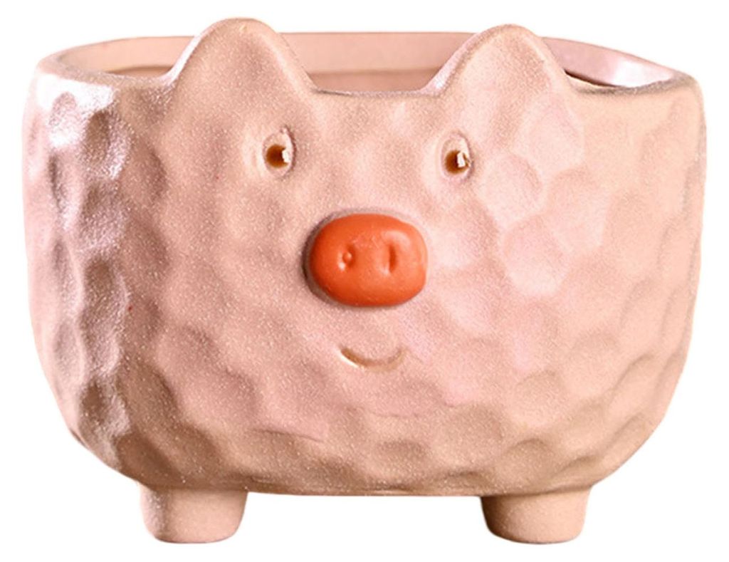 Keramik-Tierblumentopf, niedlicher Katzen-Blumentopf mit Abflussloch, dekorativer Schaf-Schwein-Pflanztopf für Sukkulenten, Heim-, Zimmer-, Büro-...