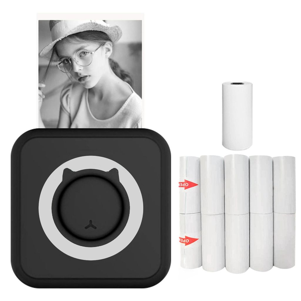 All-in-One-Fotodrucker, tragbarer Multifunktionsdrucker, kabelloser Sofort-Minidrucker, BT-Verbindung fuer Smartphone mit 11 Papierrollen 57mm