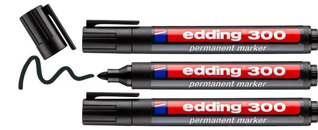 Edding 300, Schwarz, Rundspitze, Mehrfarbig, 1,5 mm, 3 mm, Produktbild 