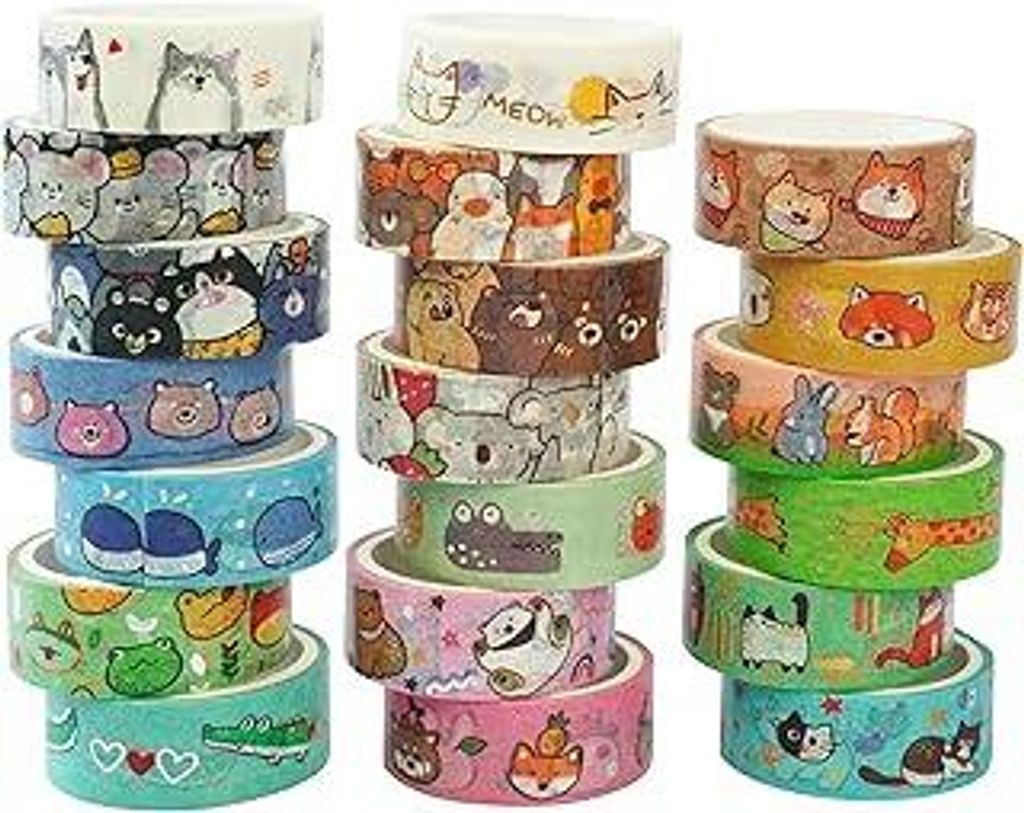 YUBX 20 Rollen Niedlich Haustiere Washi Tape Set Klebeband Bunt Dekorativ Masking Tape für Kunst, DIY Handwerk, Tagebuch, Hobel, Sammelalbum, Verp...