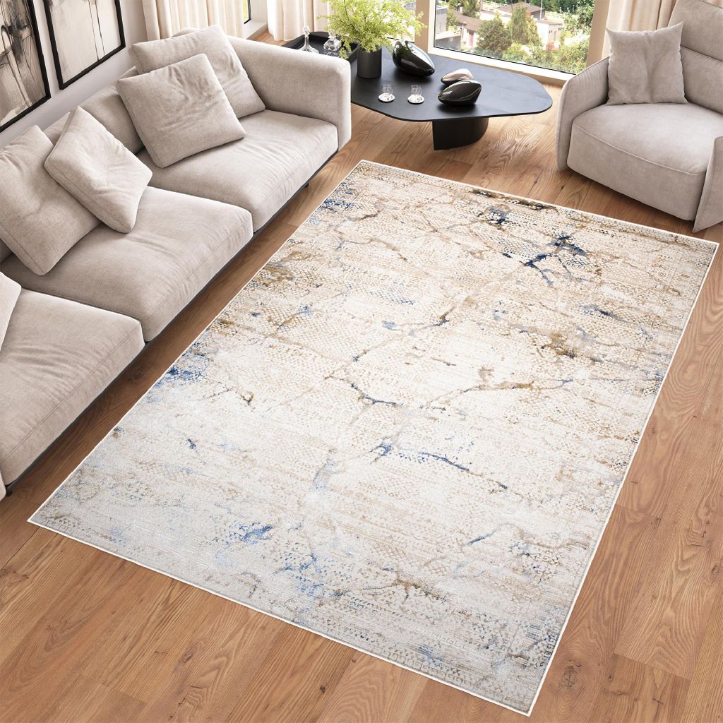 Tapiso Teppich HERA Modern Creme Beige Wohnzimmer Schlafzimmer 80 x 150 cm