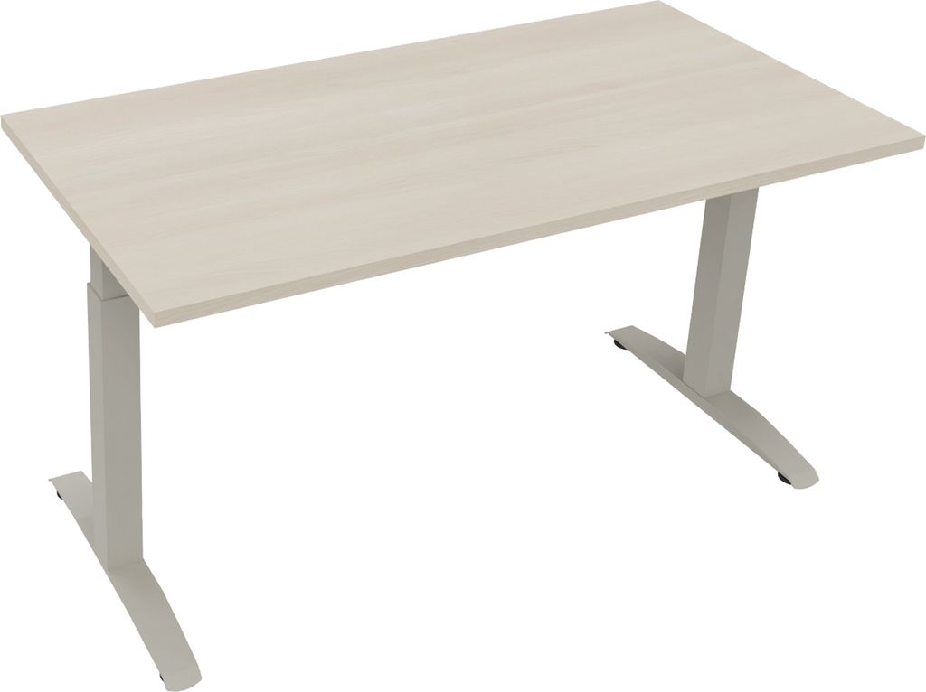 Schreibtisch Kufe Einzels. Quadrat B1400xT700xH650-850 si/Akazie hell