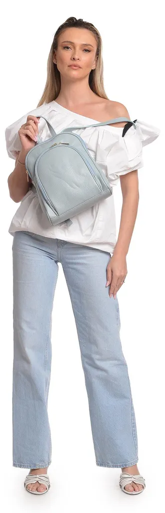 Anna Luchini Backpack SS26 AL 169 Celeste - Sac à Dos Cuir Italien Chic
