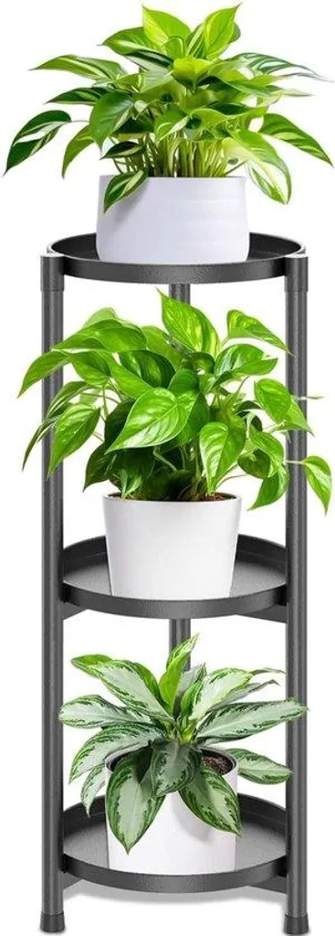 Table à plantes métallique 3 étages pour intérieur et extérieur Noir
