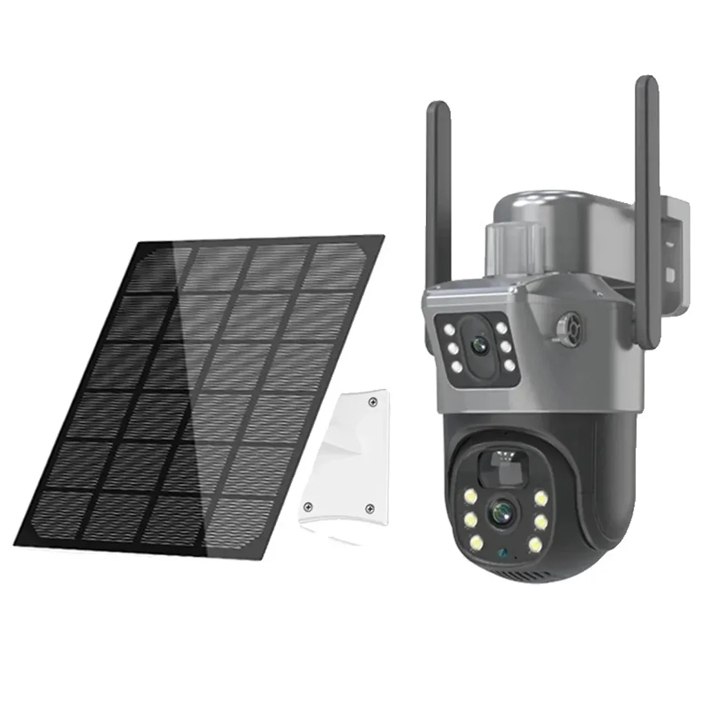 Caméra 4G solaire 8MP PTZ double objectif avec vision nocturne couleur 30m