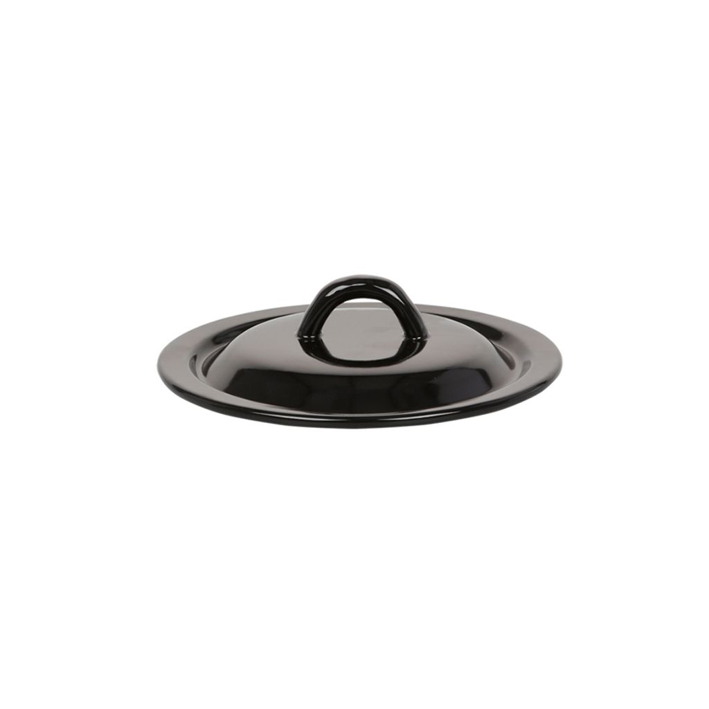 Emaille-Topfdeckel 14 cm, schwarz, Stahl, , Produktbild 