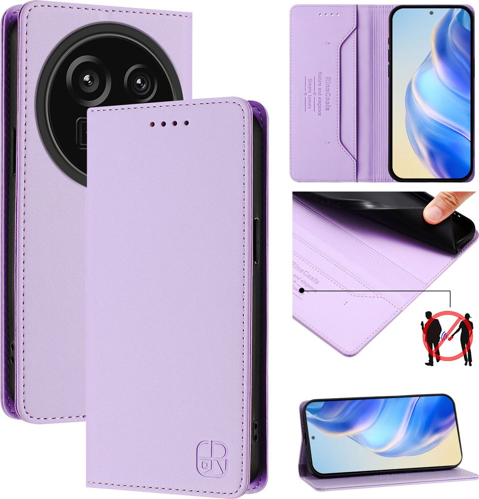Lederhülle für Sharp Aquos R9 Pro /SH-54E Hülle Flip Brieftasche Kartenfächern Ständer Schutzhülle Violett