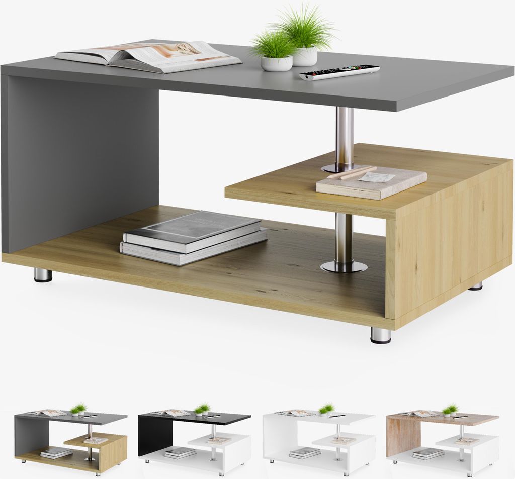 CASARIA® Table basse design 95x55x50cm bois gris Table de Image du produit 