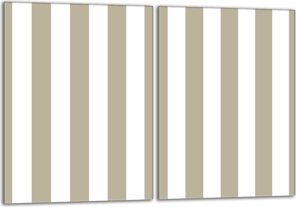Herdabdeckplatten Set 2x40x52 cm Glaskeramikkochfeld Abdeckung Glas Spritzschutz, Streifen Stück