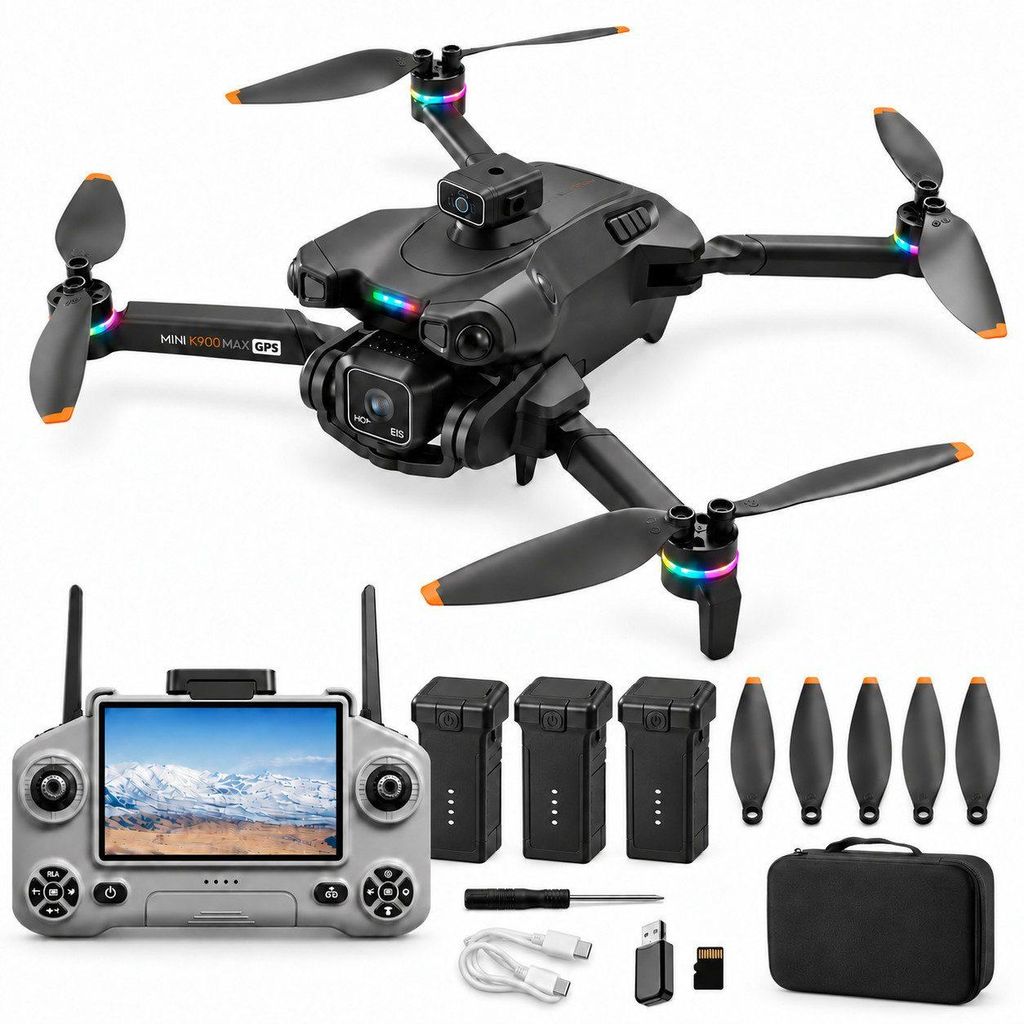 RC-Quadrocopter (GPS Kameradrohne, 3 Akkus, bis zu 90 Min. Produktbild 