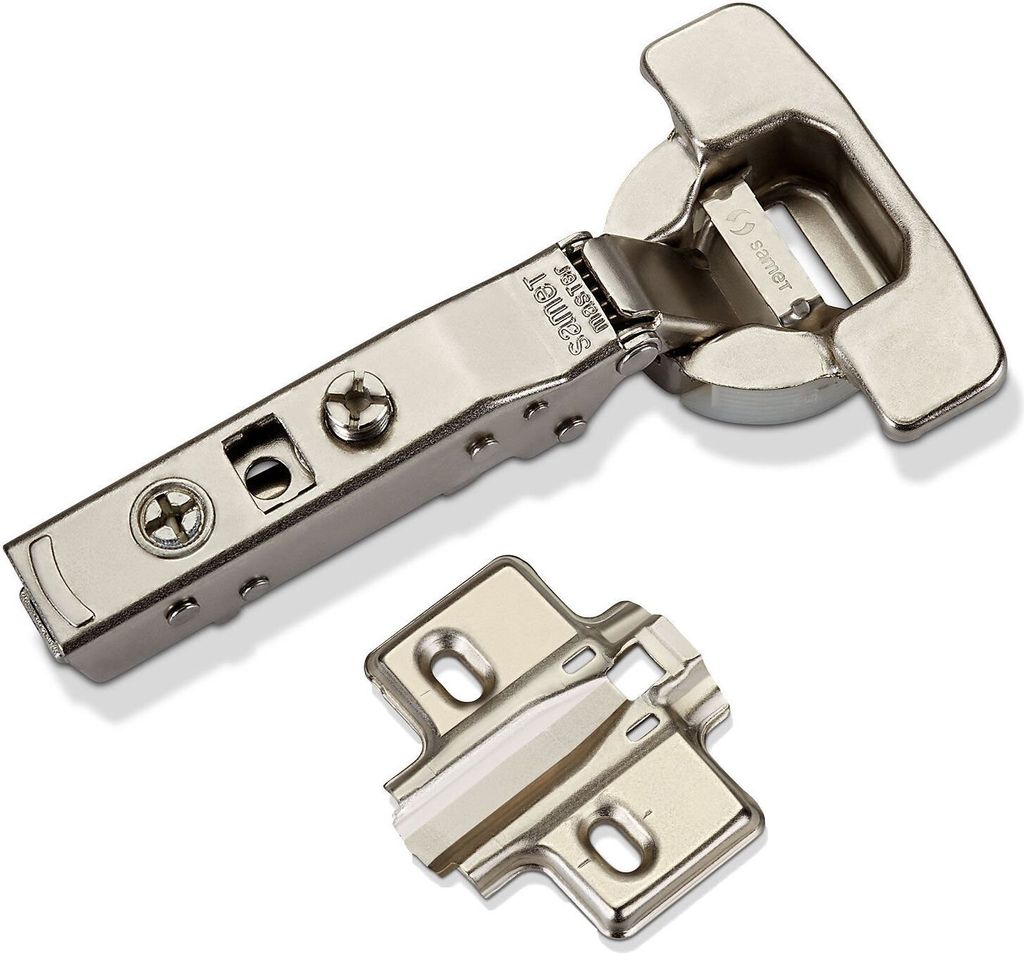 2 x Master Toolless T45 Topfband werkzeuglose Topfmontage Mittelanschlag 110° mit Dämpfer (Soft-Close) und Kreuzplatte