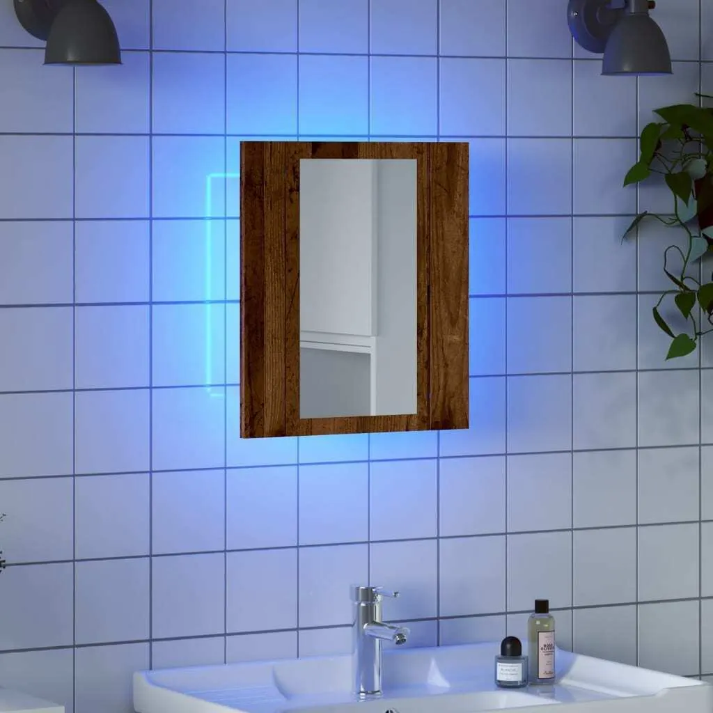 ZMH Armoire à miroir LED 40x12x45 cm en imitation vieux bois rustique