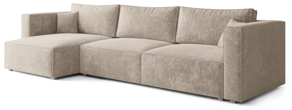 Masseno Ecksofa TOLMO LM mit Schlaffunktion L-Form, Sofa mit Bettkasten, Wohnzimmersofa, Couch, Soffa, Bettsofa, Couchgarnitur- Creme, LUMO 55