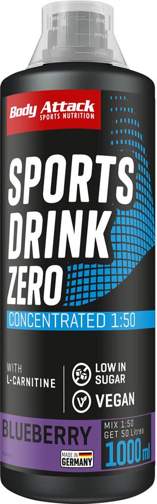 Body Attack Sports Drink Zero 1000ml Blaubeere