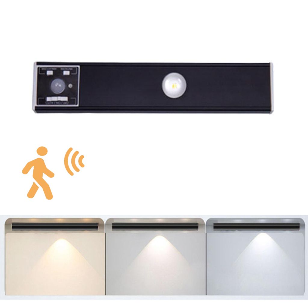 20cm LED Unterbauleuchte Akku Dimmbar Sensor, Küchenlampe Bewegungsmelder 3 Lichtfarben,Schrankbeleuchtung Schranklicht Aufladbar(Schwarz)