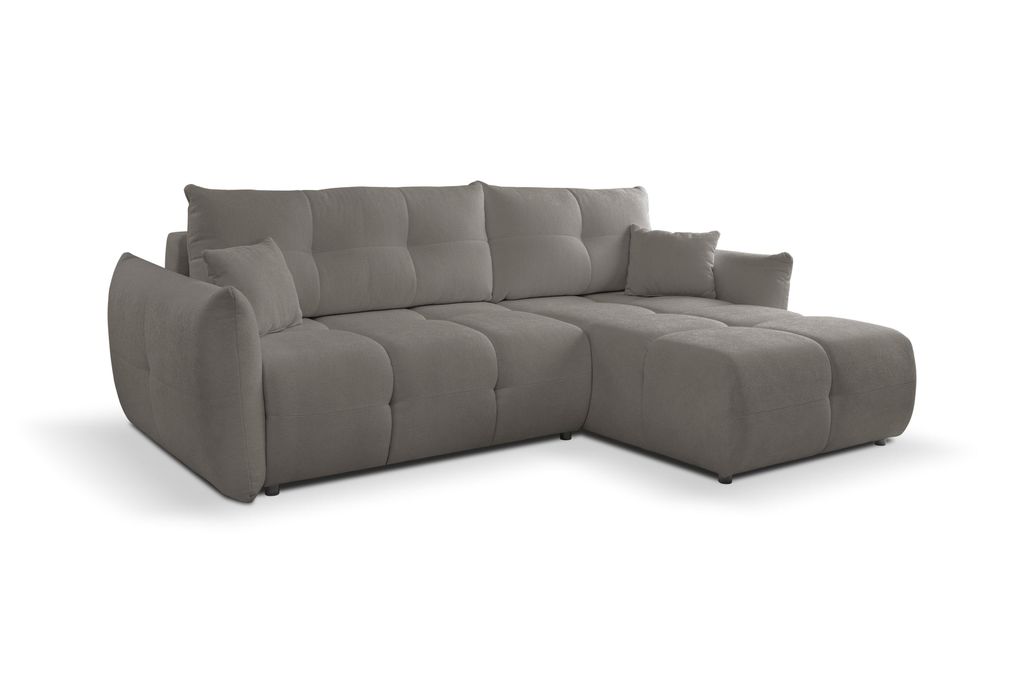 Masseno Ecksofa MODA S mit Schlaffunktion L-Form, Sofa mit Bettkasten, Wohnzimmersofa, Couch, Soffa, Bettsofa, Couchgarnitur- Grau, SICURO 75