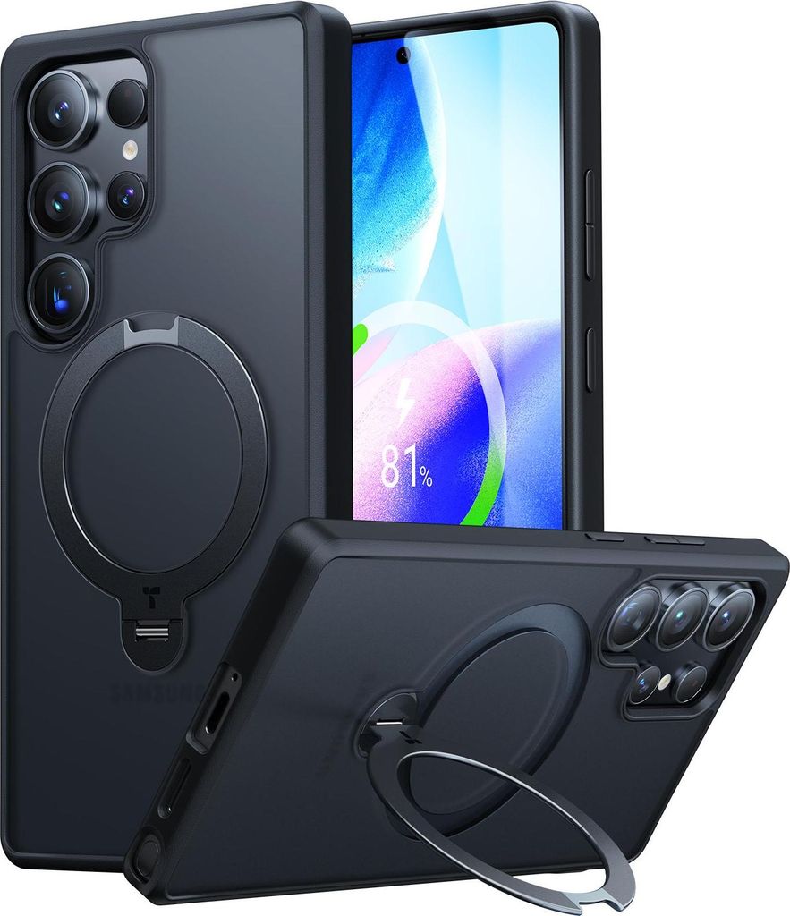Torras Ostand Spin Series für S25 Ultra Black Handyhülle Produktbild 