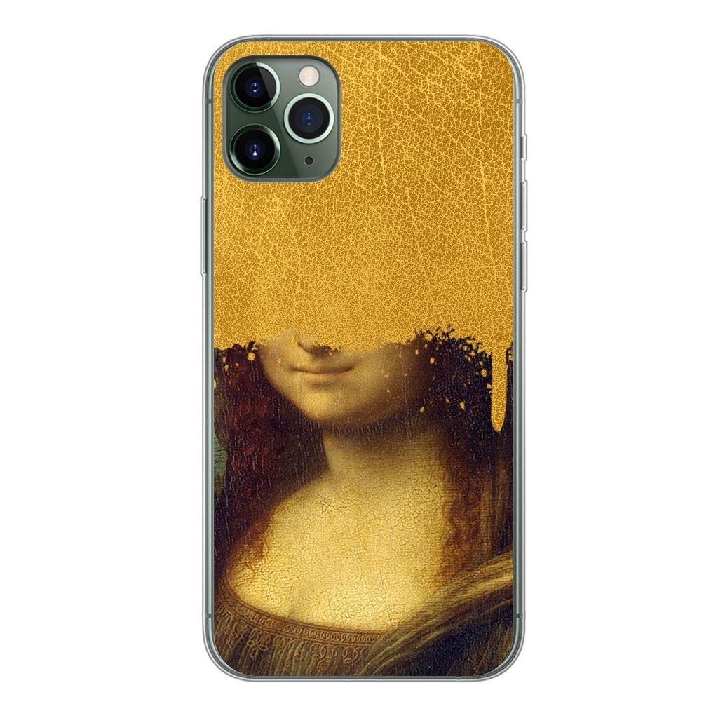 MuchoWow Handyhülle Schutzhülle Hülle für iPhone 11 Pro Max Mona Lisa - Da Vinci - Gold Silikon Softcase Handy Hülle - Schutz