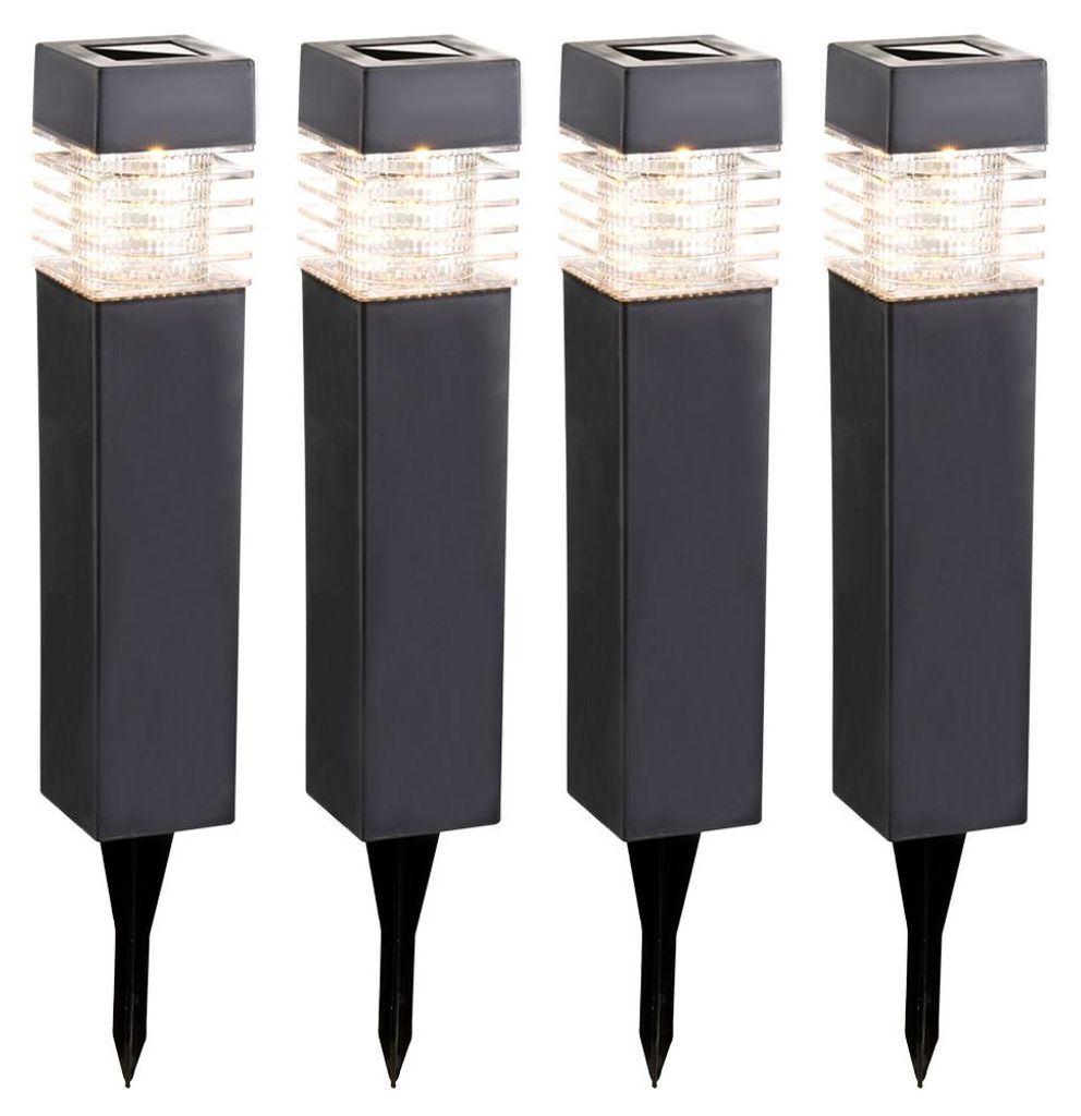 LED Solarlampen, IP44, grau, H 38,5cm, 4er Set Produktbild 