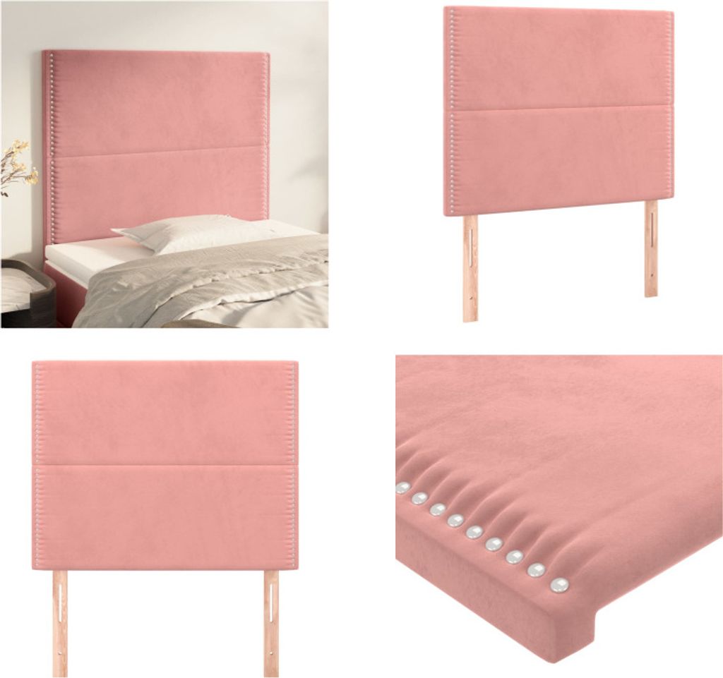 vidaXL Kopfteile 2 Stk. Rosa 100x5x78/88 cm Samt - Kopfteil - Kopfteile - Bett-Kopfteil - Bettkopfteil