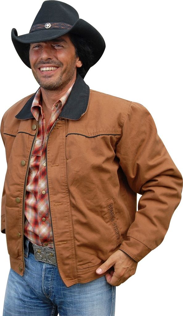 Herren Canvasjacke Western Cowboy Biker »RANGE RIDER« Braun