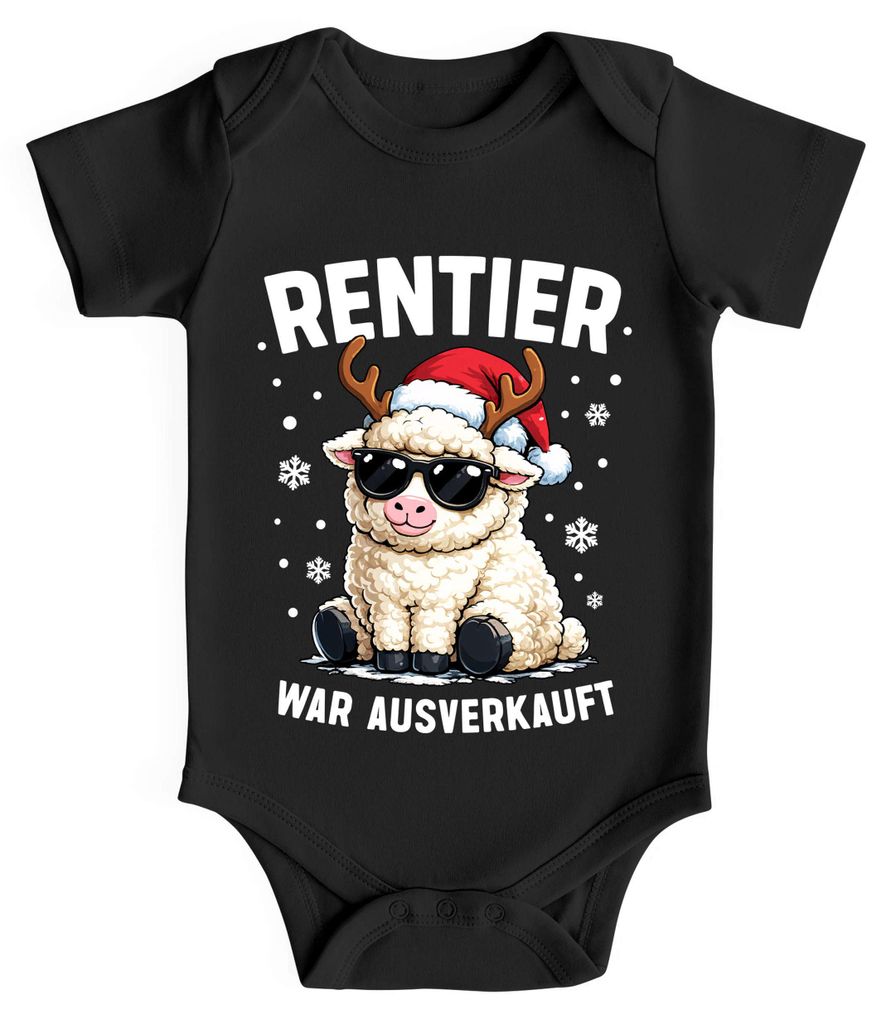 Baby Body kurzarm Weihnachten Schafmotiv Rentier Spruch Lustig Mädchen Jungen Baumwolle MoonWorks