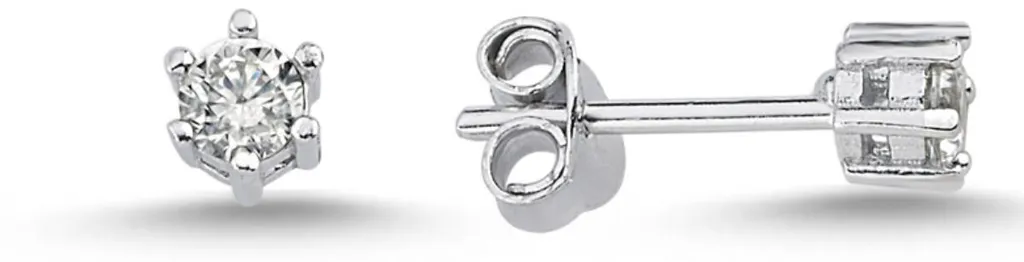 Puces d'oreilles femme en argent avec un solitaire en oxyde de zirconium