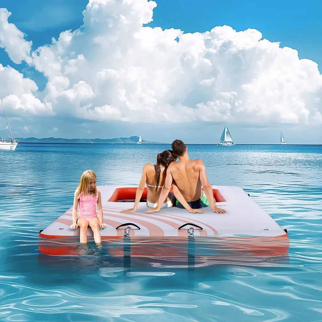 Plateforme Flottante de Bain avec Trampoline Intégré et Échelle de Pont - 8
