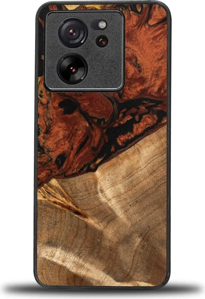 Étui de protection en bois pour Xiaomi 13T Pro - Design Fire unique