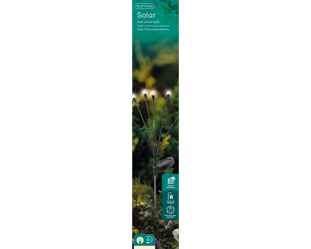 Lampada da giardino a energia solare colore caldo 1pc 70cm Immagine del prodotto 