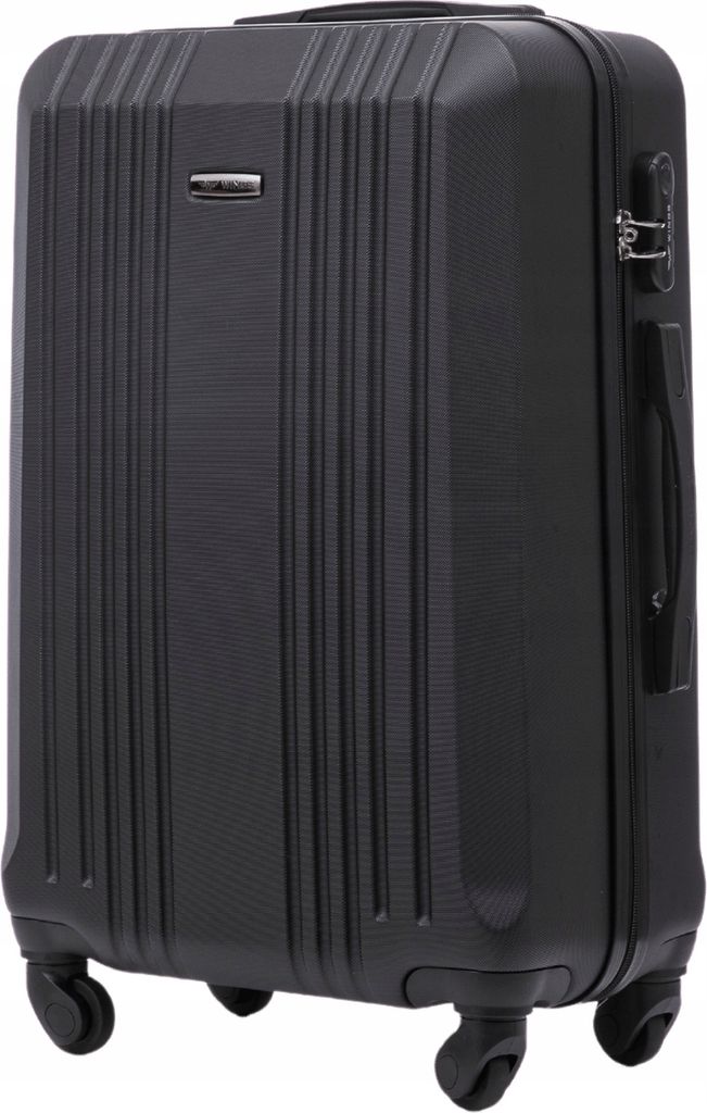 A black suitcase on a white background.