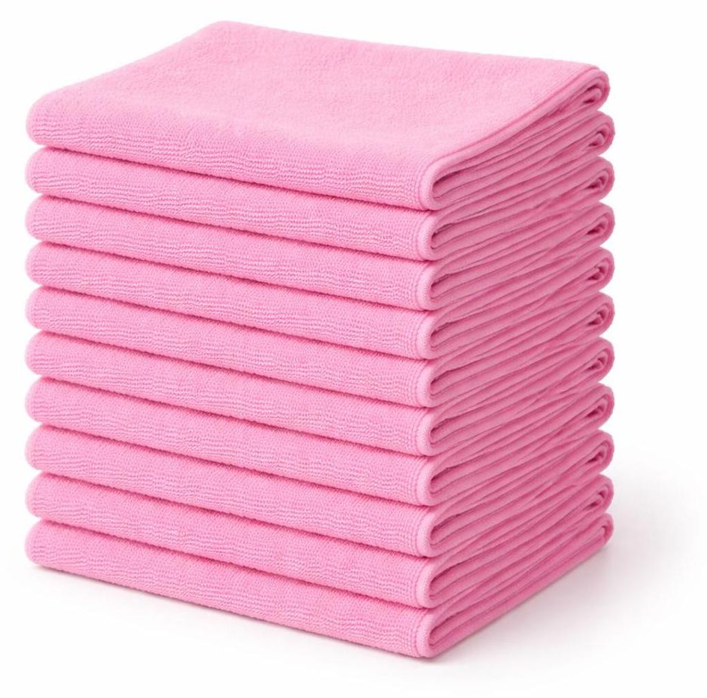 10er Set Mikrofasertücher 38x38 cm 210g/m² Trockentuch - Farbe Rosa - Poliertuch Autopflege Reinigungstuch Autotuch Fenstertuch fusselfrei saugst...