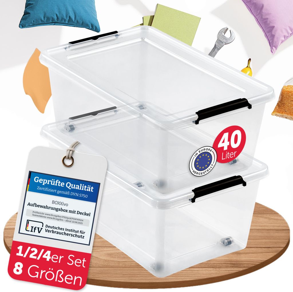 BOXXivo Aufbewahrungsbox 40L mit Deckel  im 2er Set – Produktbild 
