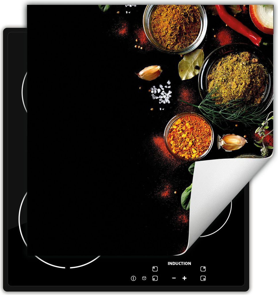 DarHaus Herdabdeckplatte 60x52 cm Anti Rutsch Matte Aufrollbar, schwarz - Gewürze