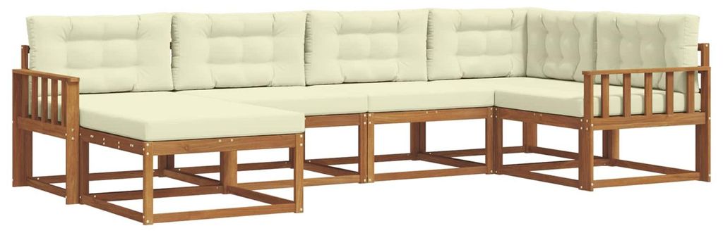 vidaXL Outdoor-Sofagarnitur mit Kissen 6 pcs Natur und Creme