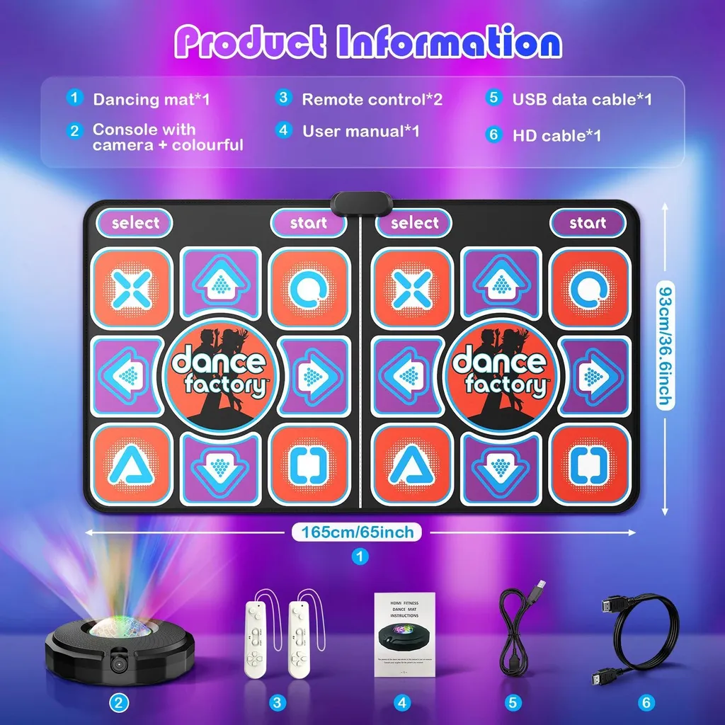 Tapis de danse double AR avec fil et 2 télécommandes pour TV - 6