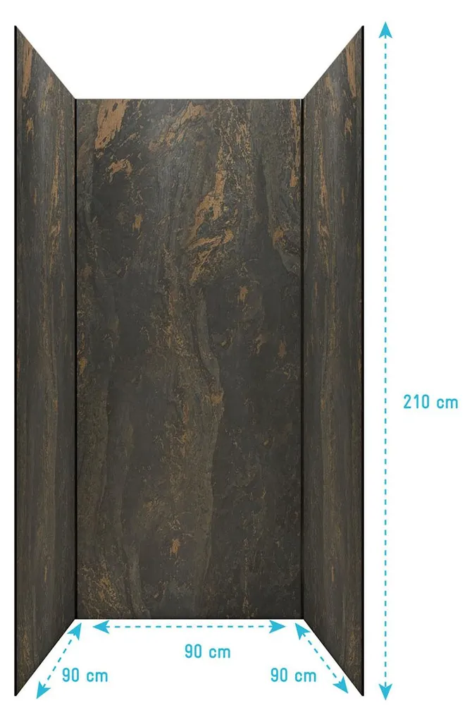Panneaux Muraux Pierre Venus 90x210cm Étanches et Profilés Noirs Pack - 5