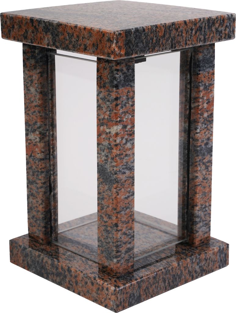 Viereckige Grablampe aus Granit Gneis, Höhe 22 cm, Breite Produktbild 