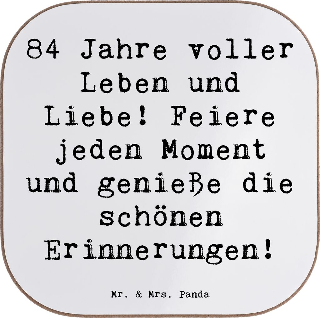Mr. & Mrs. Panda garten untersetzer Spruch 84. Geburtstag Leben und Liebe - Weiß - Geschenk, Überraschung, für Gläser, liebevolle Geschenke, Ge...