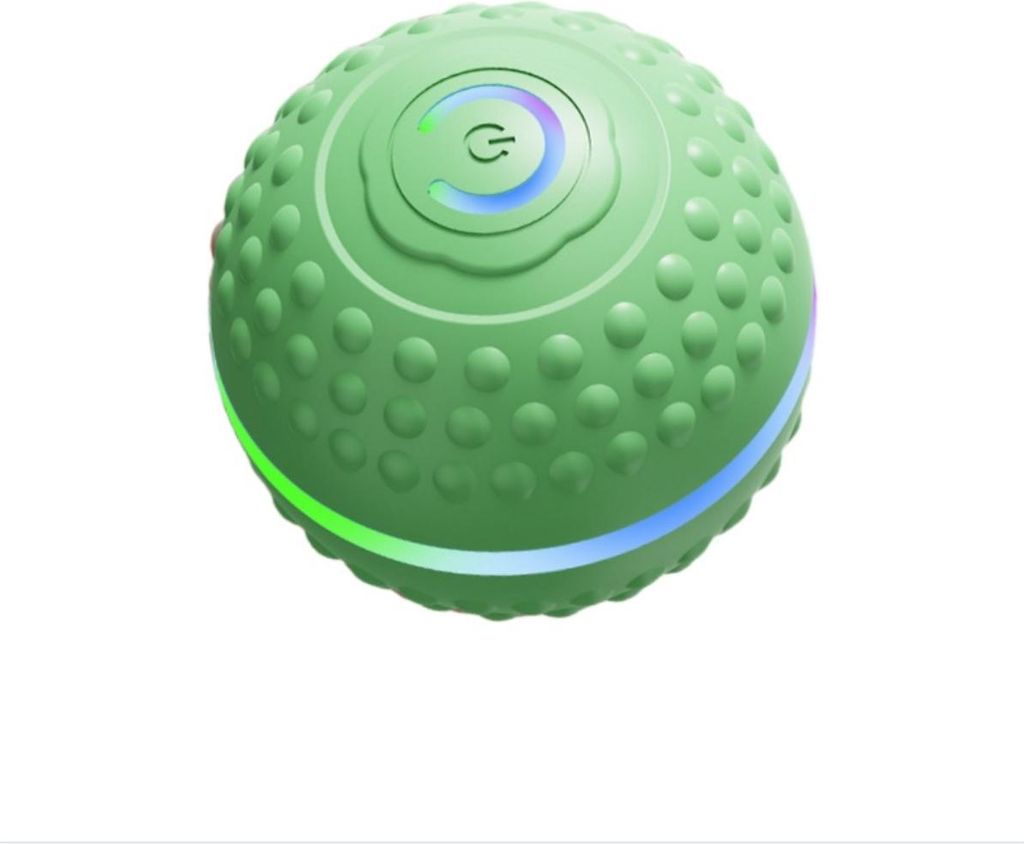 INF Interaktiver Haustierspielball mit LED Licht - Selbstrollend für Hunde & Katzen Grün