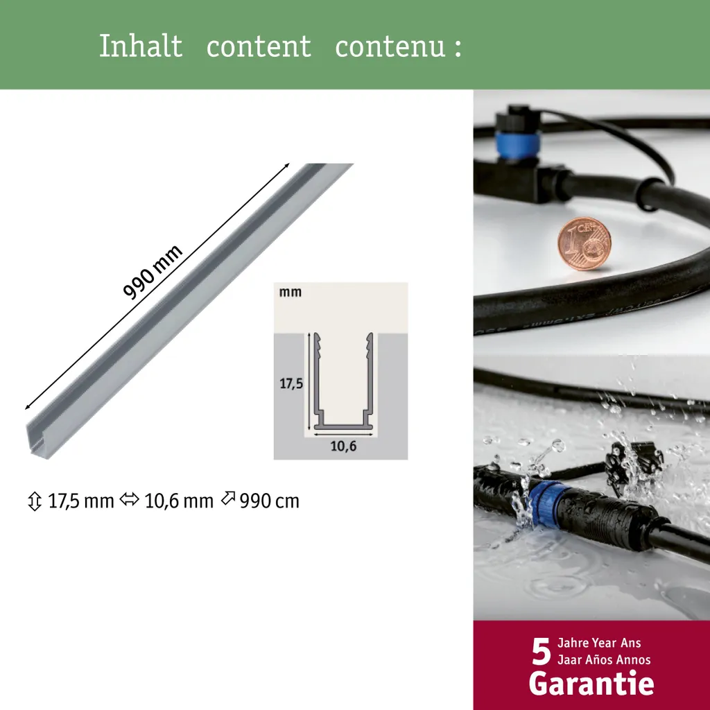 Supporto Profilo Alluminio Paulmann per Strisce LED 3000K 1 metro - 4